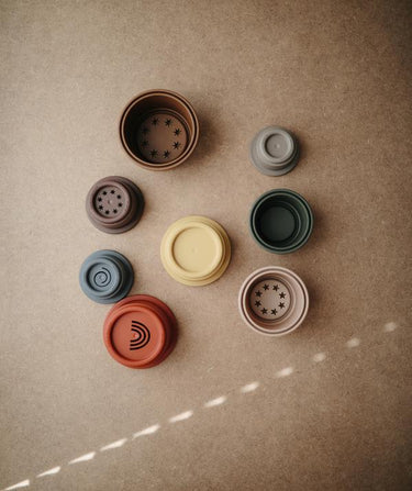 Mushie Stacking Toy Cups, Retro